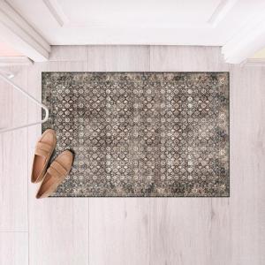 CAMILSON Baby Shag Rug 8×10 Modern Luxury Striped Boho Area Easy Shaggy Rugs Soft Medium Pile Stain Resistant Easy-Cleaning Non-Shedding for Living Room Office Indoor Carpet (8 x 10 / Beige – Gray)(4004 – Wood)