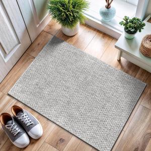CAMILSON Easy Jute Rug 2×3, Indoor Outdoor Gray Color Farmhouse Area Rugs for Living Room and Kitchen Rug, Solid Boho Woven Design, Easy-Cleaning, Washable Outside Carpet Alfombras (2 x 3)