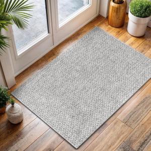 CAMILSON Easy Jute Rug 5×7, Indoor Outdoor Natural Color Fiber Area Rugs for Living Room Patio and Kitchen Rug Herringbone Seagrass Woven Design Easy-Cleaning Washable Outside Carpet Alfombras 5 x 7(Basketweave/Silver)