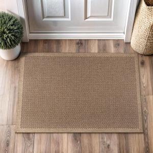 CAMILSON Easy Jute Rug 5×7, Indoor Outdoor Natural Color Fiber Area Rugs for Living Room Patio and Kitchen Rug Herringbone Seagrass Woven Design Easy-Cleaning Washable Outside Carpet Alfombras 5 x 7(Checkered/Natural)