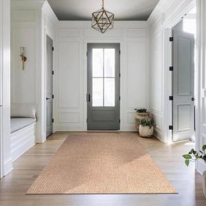CAMILSON Easy Jute Rug 9×12, Indoor Outdoor Natural Color Farmhouse Area Rugs for Living Room Patio and Kitchen Rug, Solid Boho Woven Design, Easy-Cleaning, Non Slip Washable Outside Carpet (9 x 12)