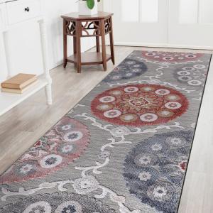 CAMILSON Indoor Outdoor Rug, Navy 7’10”x10’ Leaf Tropical Botanical Area Rugs for Indoor and Outdoor patios, Easy-Cleaning Non-Shedding Living Room, Garden and Kitchen Washable Outside Carpet (8×10)(3003 Multi Color)