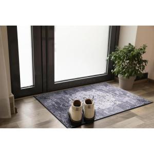 CAMILSON Machine Washable Rug 2×3 Non Slip – Anti-Slip Backing for Distressed Vintage Medallion Indoor Entryway Mats Area Rugs Stain and Water Resistant Bohemian Indoor Carpet (2 x 3, Gray)