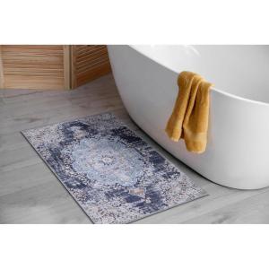 CAMILSON Machine Washable Rug 2×3 Non Slip – Anti-Slip Backing for Distressed Vintage Medallion Indoor Entryway Mats Area Rugs Stain and Water Resistant Bohemian Indoor Carpet (2 x 3, Blue)
