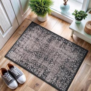 CAMILSON Machine Washable Rug, Floral Vintage Medallion Indoor Entryway Mats, Living Area Entryways Rugs, Stain and Water Resistant, Traditional Indoor Carpet , 2003 Beige, 2′ x 3′