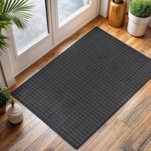 CAMILSON Modern White Non Slip Door Mat Rug 2×3 Ultra Soft High Pile Entryway Rugs Non Skid Rubber Backing Durable & Easy to Clean Carpet for Kitchen Bathroom Indoor Use (2 x 3 White)(Dark Gray)