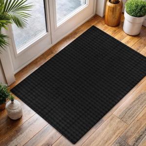 CAMILSON Modern White Non Slip Door Mat Rug 2×3 Ultra Soft High Pile Entryway Rugs Non Skid Rubber Backing Durable & Easy to Clean Carpet for Kitchen Bathroom Indoor Use (2 x 3 White)(Black)
