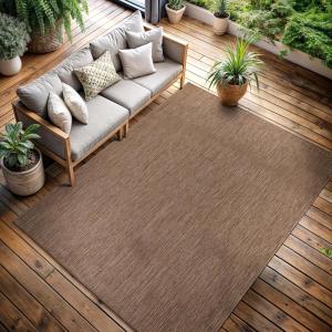CAMILSON Outdoor Rug 5×7 Modern Area Rugs for Indoor and Outdoor Patios and Porches – Waterproof Washable Non-Shedding Easy-to-Clean Outside Carpet (5 x 7, Medallion – Dark Grey/Light Grey)(Solid – Natural)