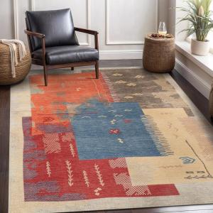 CAMILSON Printed Living Room Rugs Oriental Retro Traditional Area Rug 5×7 Non-Shedding Ultra Thin Super Strong Stain Resistant Indoor Carpet for Hallway Kitchen Office (5 x 7 / Multicolor)