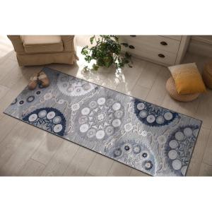 CAMILSON Runner Outdoor Rugs Oriental Retro Traditional Floral Medallion Area Rug 2×7 Non-Shedding Stain Resistant Indoor Carpet for Bathroom Hallway Kitchen Office (2 x 7 / Beige)(3003 Blue)